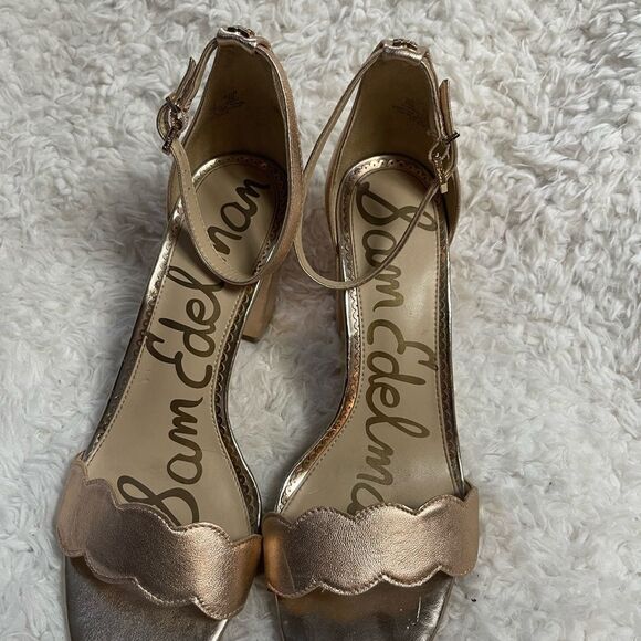 Sam Edelman Odile leather Rose gold Block Heels ankle strap Sandals size 10M - Picture 8 of 13